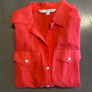 Max Studio Red Button Up Top